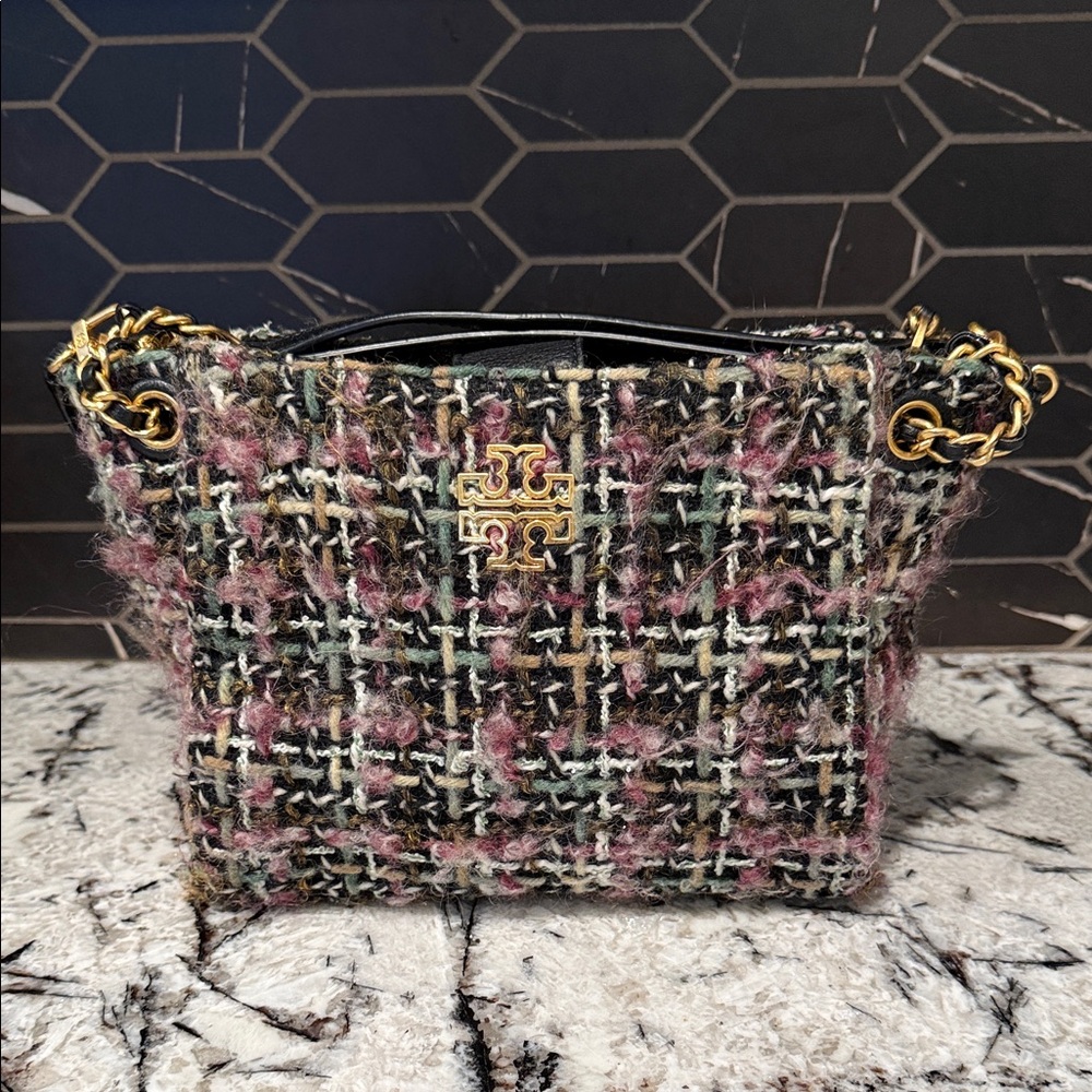 Tory Burch Multicolor Tweed Crossbody Bag with Gold Hardware